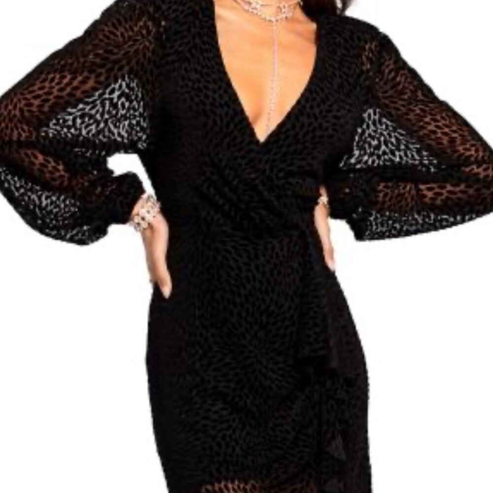 Ramy Brook Aman Black Faux Wrap Dress